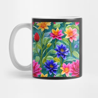 Delicate Flowers and Leaves Watercolor Painting Mug